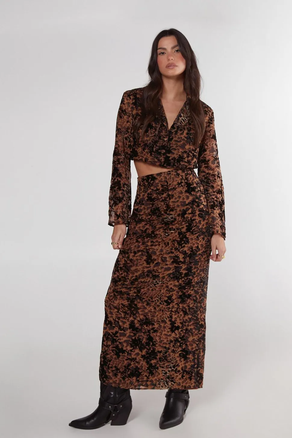 Floral Animal Devore Maxi Skirt | Nasty Gal