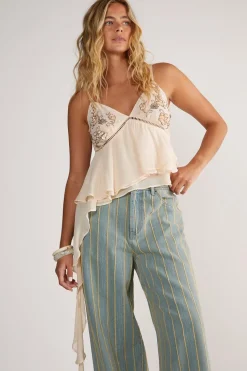 Floral Beaded Ruffle Layered Hanky Hem Cami Top | Nasty Gal