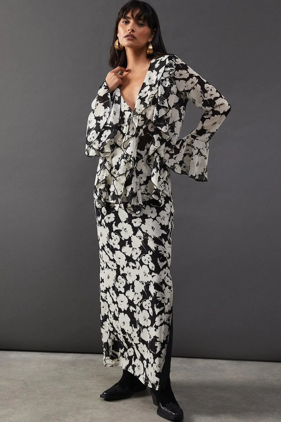 Floral Chiffon Column Maxi Skirt | Nasty Gal