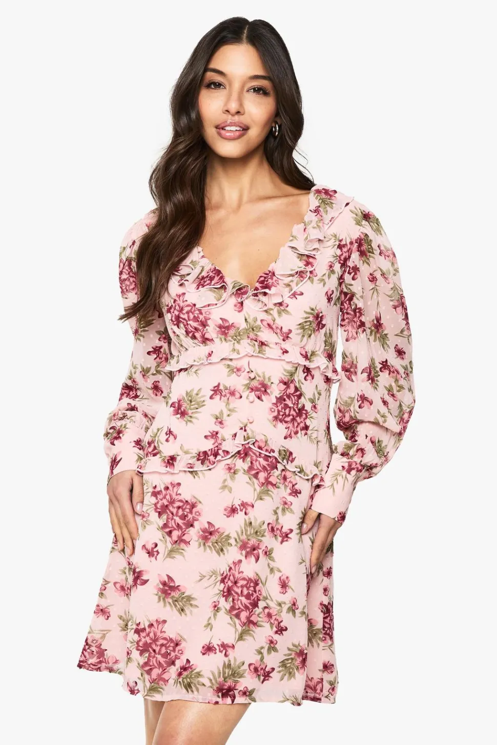Floral Chiffon Ruffle Mini Dress | Nasty Gal