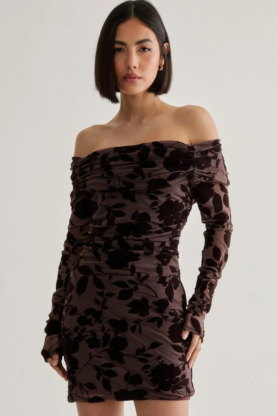 Floral Devore Ruched Mini Dress | Nasty Gal