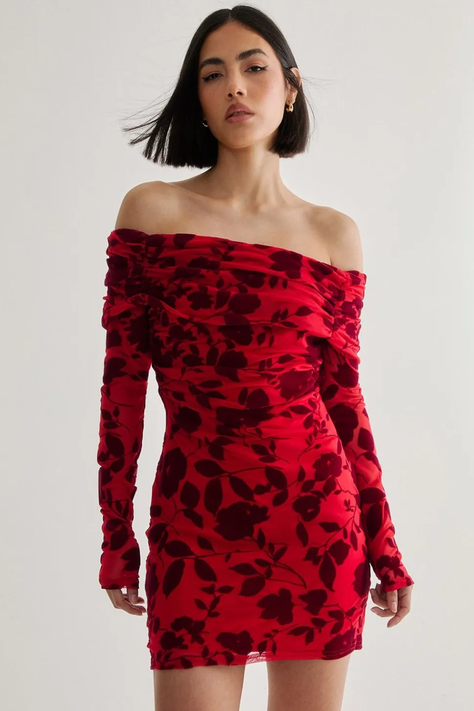Floral Devore Ruched Mini Dress | Nasty Gal