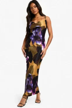 Floral Plisse Strappy Maxi Dress | Nasty Gal
