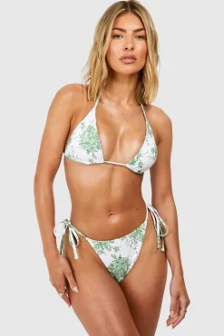 Floral Print Padded Triangle Bikini Top & Tie Side Bikini Bottoms Set | Nasty Gal