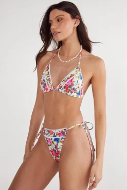 Floral Print Picot Trim Triangle Bikini | Nasty Gal