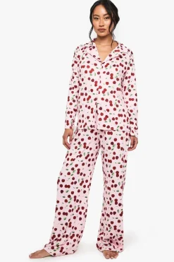Floral Print Soft Rib Long Sleeve Top & Trousers Pyjama Set | Nasty Gal