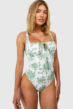 Floral Ruched Detail Swimsuit | Nasty Gal