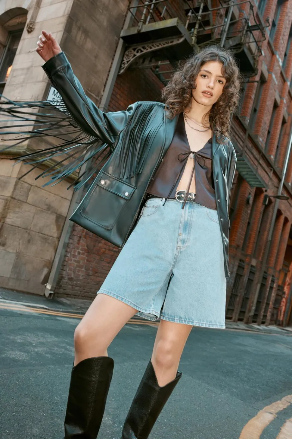 Fringe Faux Leather Belted Jacket | Nasty Gal