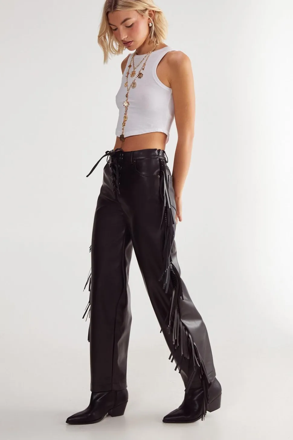 Fringe Faux Leather Trousers | Nasty Gal