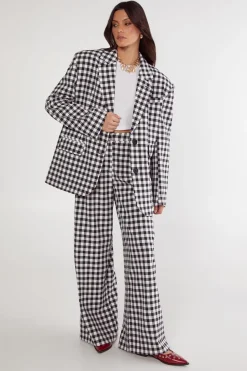 Gingham Tailored Wide Leg Pant | Nasty Gal