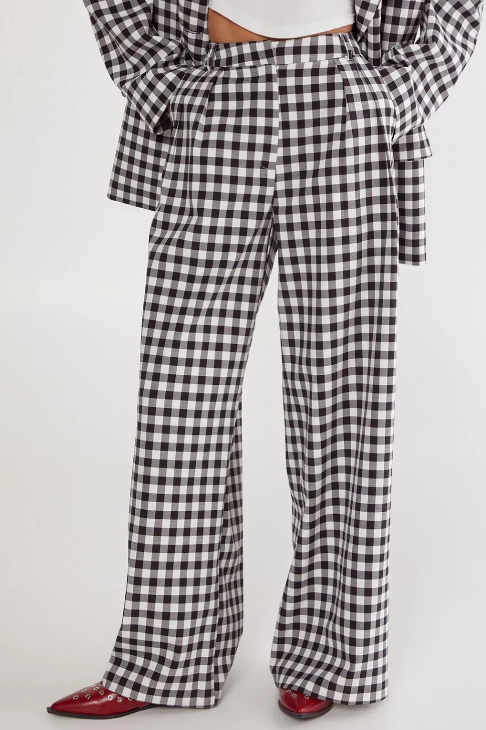 Gingham Tailored Wide Leg Pant | Nasty Gal