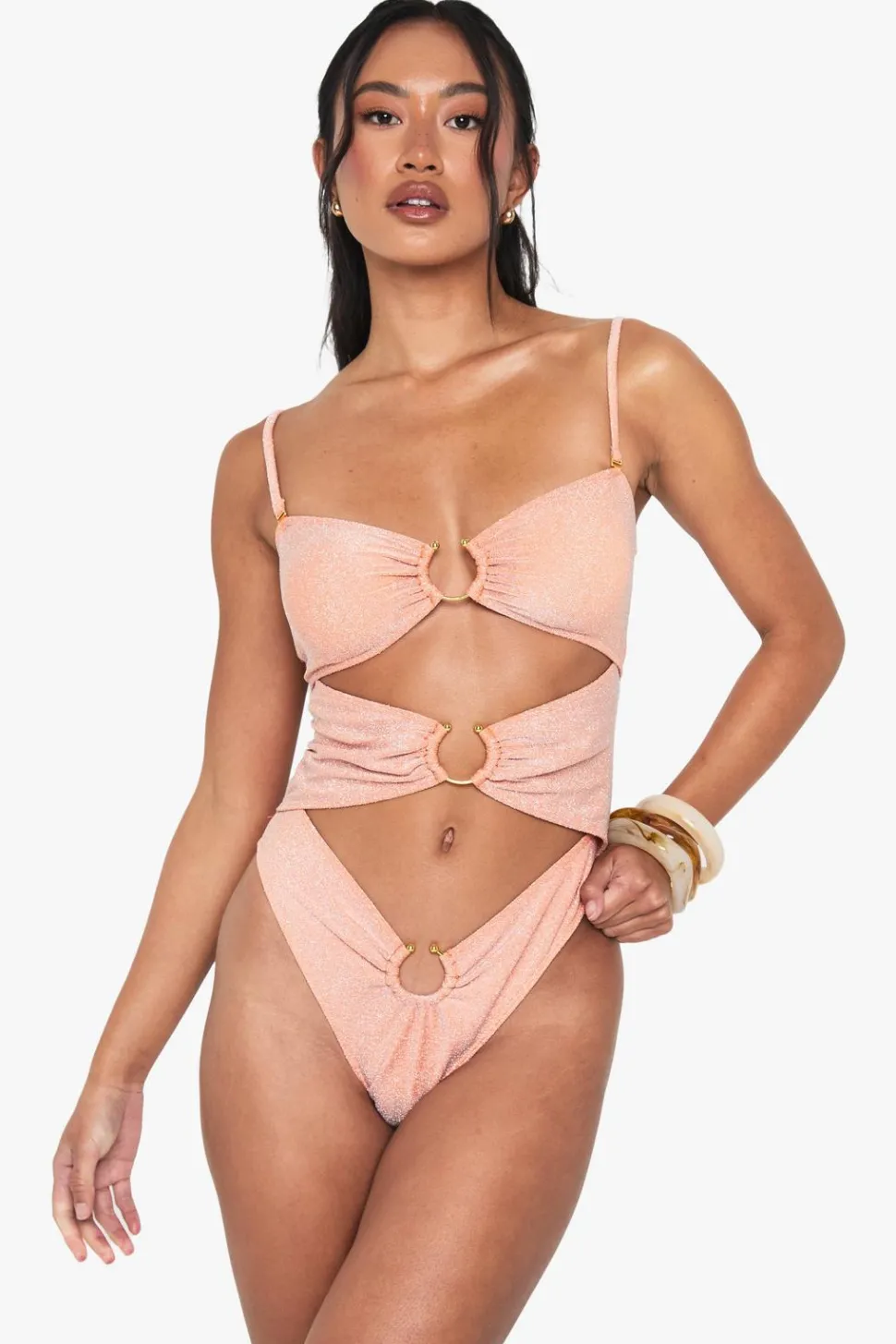 Glitter Cutout Swimsuit | Nasty Gal