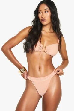 Glitter U-Bar Bandeau Bikini Top & High Leg Bikini Bottoms Set | Nasty Gal