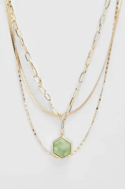 Green Stone Drop Chain Necklace | Nasty Gal