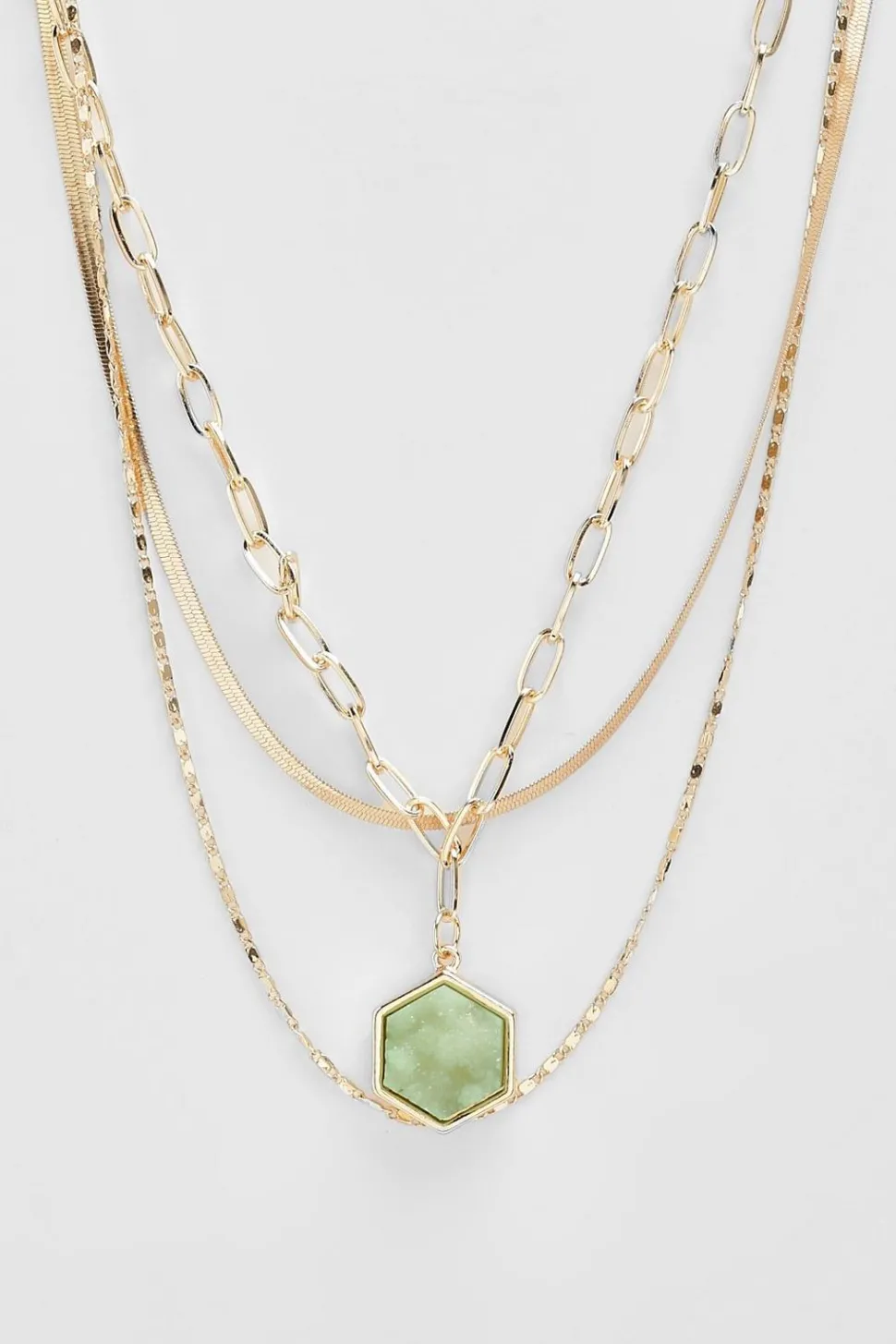 Green Stone Drop Chain Necklace | Nasty Gal