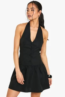 Halterneck Button Down Smock Dress | Nasty Gal