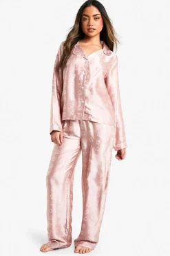 Heart Print Long Sleeve Shirt & Trousers Pyjama Set | Nasty Gal