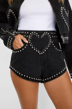 Heart Studded Hotpant Short | Nasty Gal