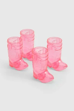 Hen Party Pink Cowboy Boot Shot Glass 4 Pack | Nasty Gal