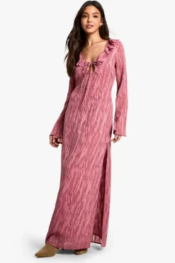 Jacquard Frill Side Split Maxi Dress | Nasty Gal