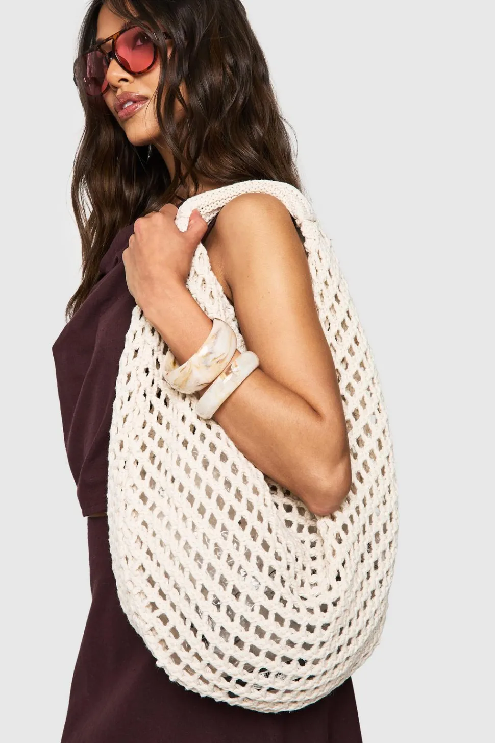 Knitted Crochet Slouchy Beach Bag | Nasty Gal