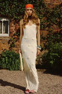 Knitted Flower Detail Crochet Maxi Dress | Nasty Gal