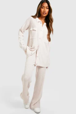 Knitted Shirt & Wide Leg Trouser Co-ord | Nasty Gal