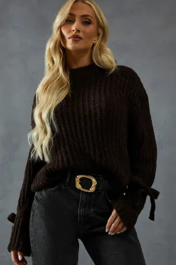 Knitted Tie Sleeve Oversized Jumper | Nasty Gal