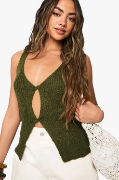 Knitted Twist Front Crochet Waistcoat | Nasty Gal