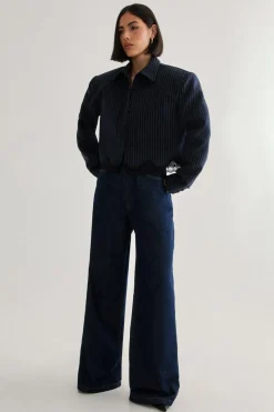 Lace Hem Tailored Pinstripe Jacket | Nasty Gal