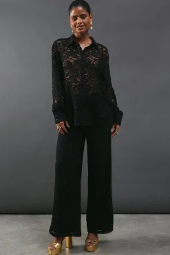 Lace High Waist Straight Leg Trouser | Nasty Gal