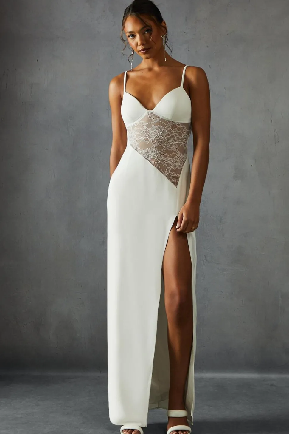 Lace Insert Strappy Cupped Maxi Dress | Nasty Gal