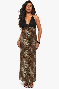 Lace Leopard Strappy Maxi Dress | Nasty Gal