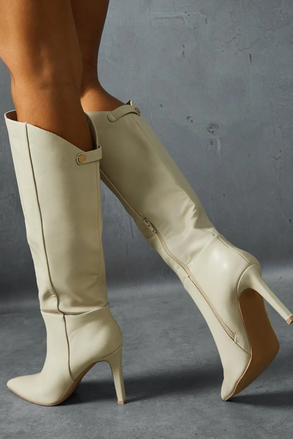 Leather Look Knee High Pointed Boots | Nasty Gal