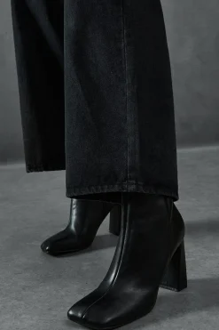 Leather Look Square Toe Ankle Boots | Nasty Gal