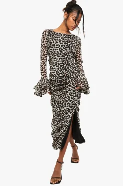 Leopard Chiffon Ruffle Midaxi Dress | Nasty Gal