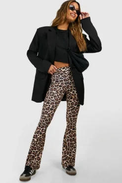 Leopard High Waist Basic Fit & Flare Trouser | Nasty Gal