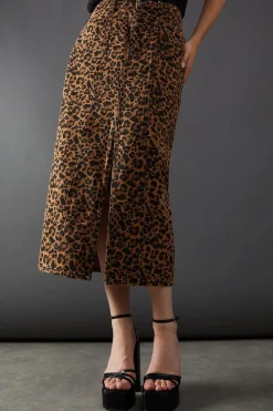 Leopard Print Denim Maxi Skirt | Nasty Gal