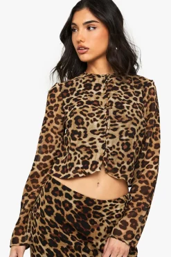 Leopard Print High Neck Woven Crop Top | Nasty Gal