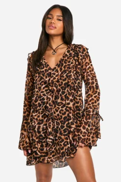 Leopard Ruffle Shift Dress | Nasty Gal