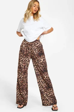 Leopard Wide Leg Tie Waist Trouser | Nasty Gal