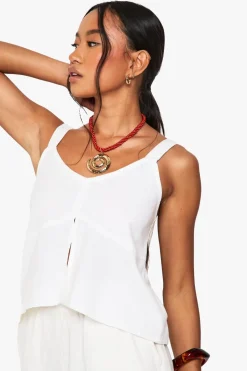 Linen Look Cropped Cami Top | Nasty Gal