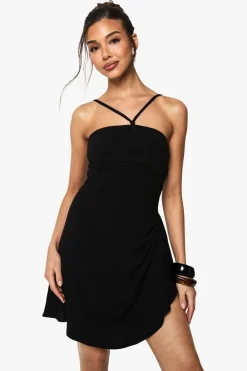 Linen Look Drape Wrap Mini Dress | Nasty Gal