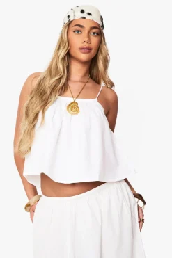Linen Look High Neck Swing Cami | Nasty Gal