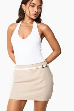 Linen Look Mini Skirt | Nasty Gal
