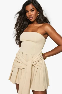 Linen Look Pleated Wrap Mini Dress | Nasty Gal