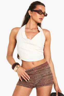 Linen Look Wrap Front Crop Top | Nasty Gal
