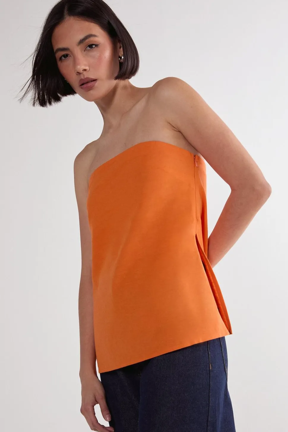 Linen Mix Bandeau Top | Nasty Gal