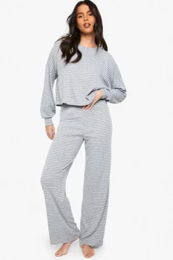 Loungewear Stripe Long Sleeve Top & Trousers Pyjama Set | Nasty Gal
