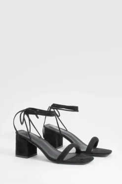 Low Block Wrap Up Heels | Nasty Gal